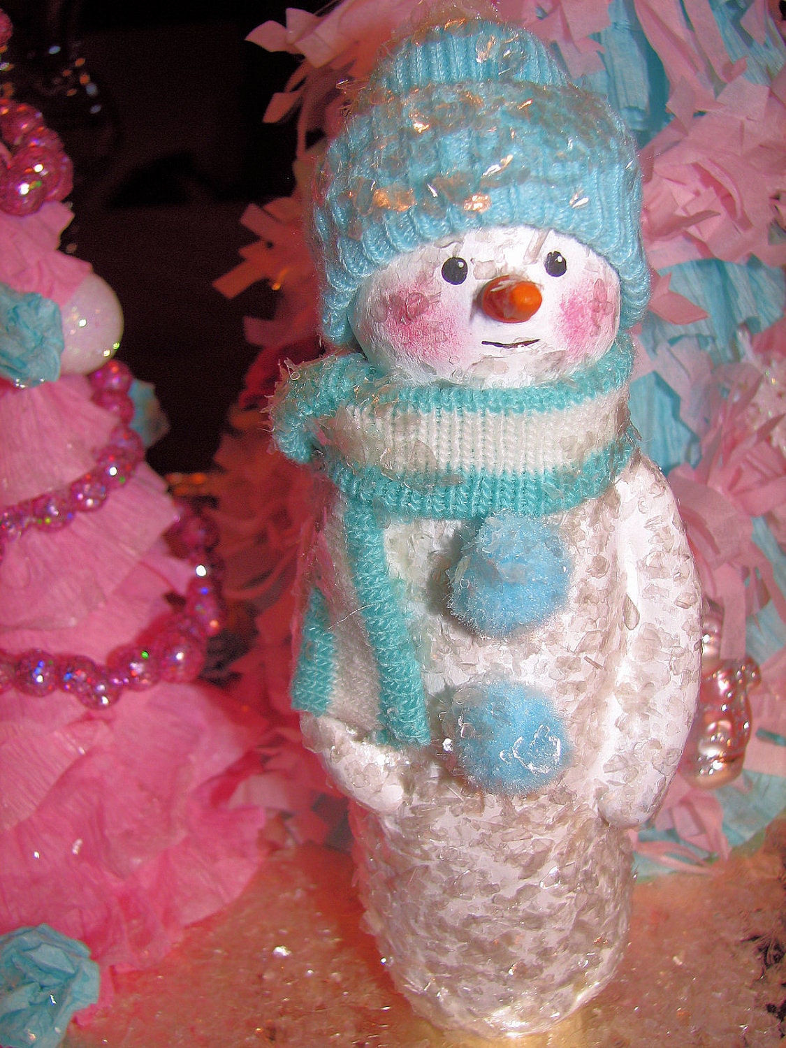 Snow Boy Paper mache Shabby Chic Christmas Figure