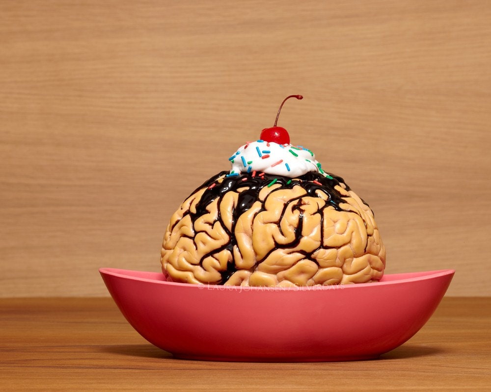Brain Sundae Zombie Snack Dessert with Cherry Fine Art Photograph Sunday 8x10 8x8