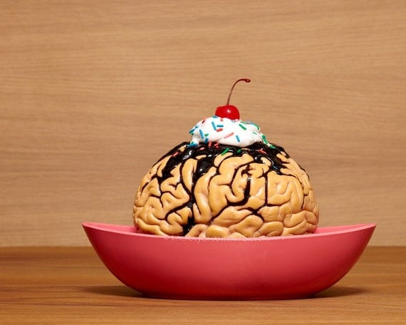 Brain Sundae Zombie Snack Dessert with Cherry Fine Art Photograph Sunday 8x10 8x8