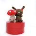 bunny mushroom toadstool glitter plush amigurumi easter basket crochet stuffed animal box gift set red white brown bow OOAK ready to ship