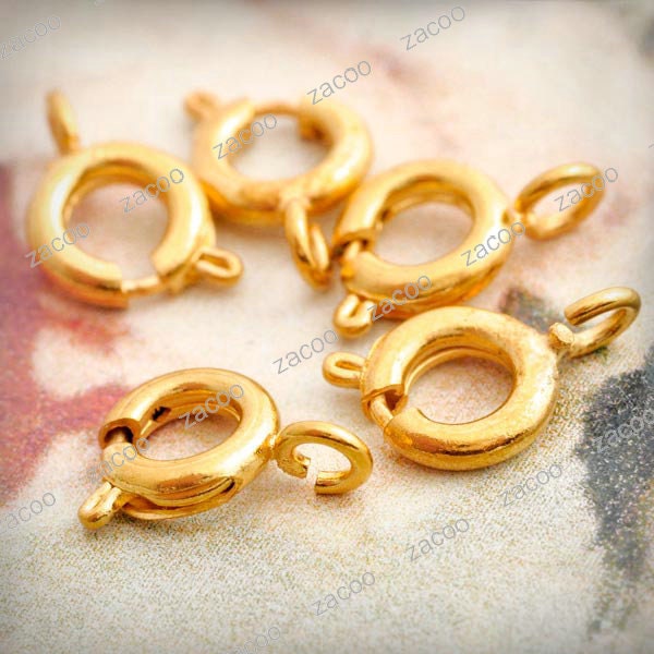 65pcs Gold Plated Spring ring Clasps clip 10x6mm CL0030