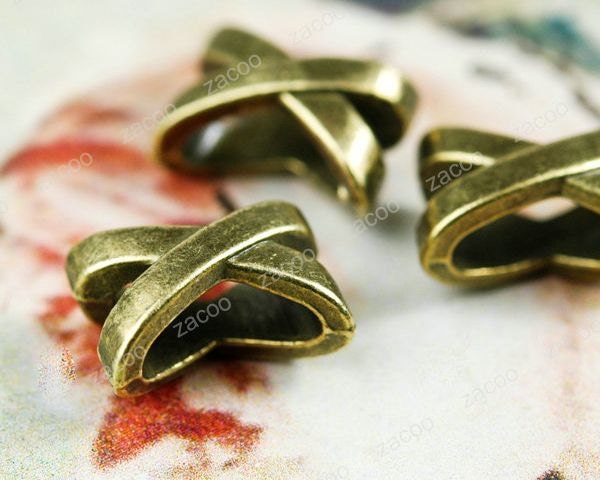 50pc vintage Bronze lucky Cross knot Beads Charms 10x7mm TS10257-4