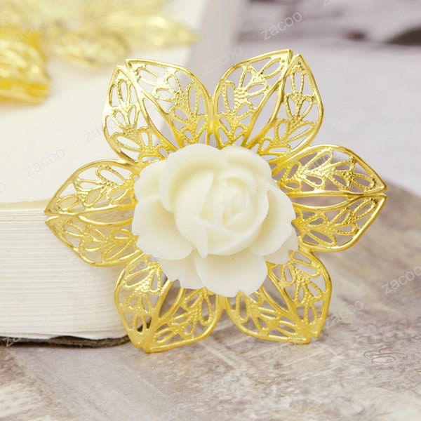 5pcs Filigree Flower links findings 42.5x37.5mm MB0594