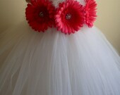 Flower girl dress white, tutu dress,daisies, pink, baby tutu dress, toddler tutu dress, newborn - 24m, 3t, 4t, 5t, birthday, portrait