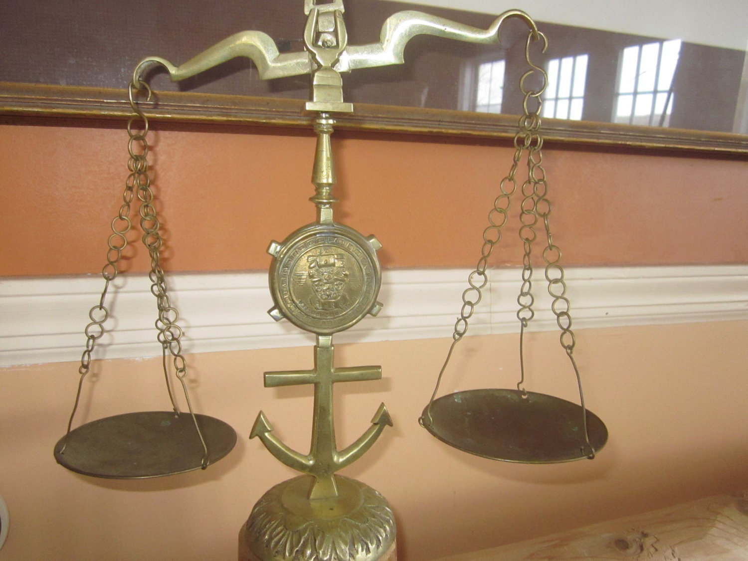 brass scale, home decor. nautical anchor.  prop