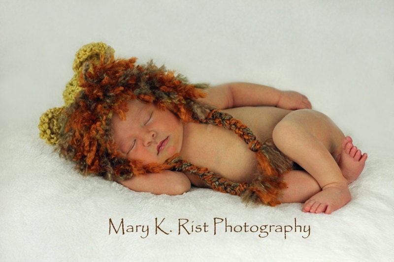 Baby Lion Cub Hat-Perfect Newborn Photo Prop or Halloween costume