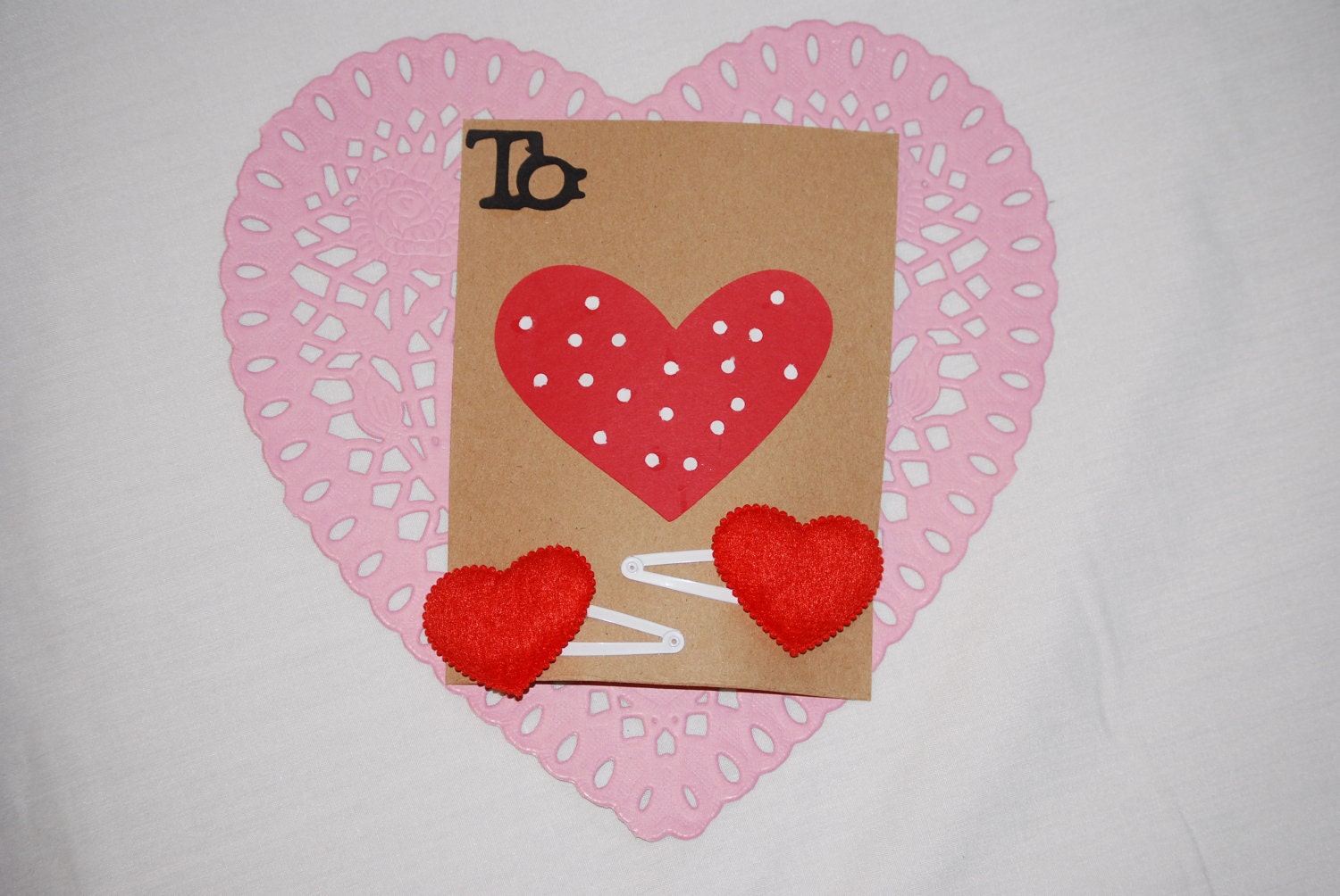 Valentine's Day Card with Heart Barrettes