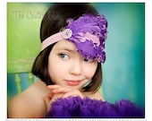 Purplicious Vintage Purple and Pink Feather Pad with Rhinestone Embellishment photography prop Newborn Infant Toddler
