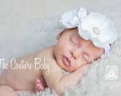 White Luxe Shabby Chic Elegant Flower Rhinestone Pearl Vintage Silver French Netting Headband