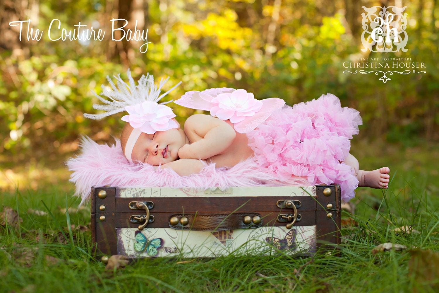 Baby Pink Sequin Vintage Butterfly Wings and Headband Set accented with ostrich feathers Beautiful Photo Prop First Photos