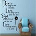 Dance As Though No One Is Watching Vinyl Wall Quote Decal/ Girls Bedroom Vinyl Wall Letteing