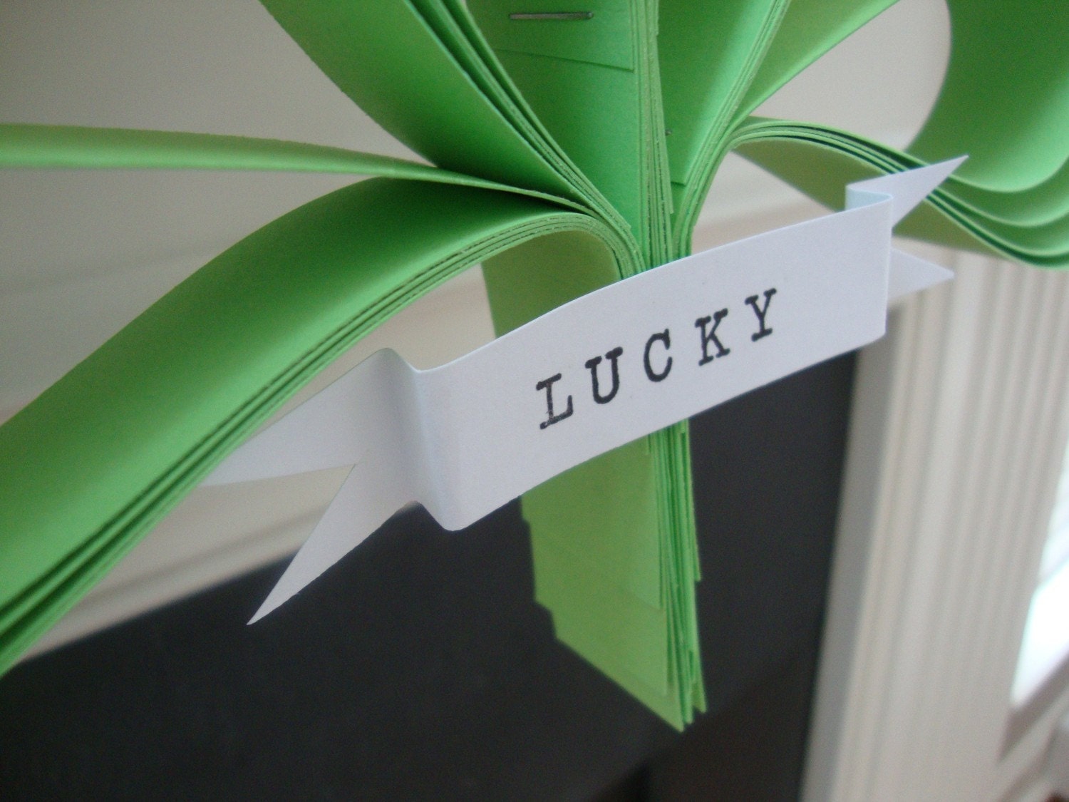 Shamrocker  a garland of hand cut hearts and custom banner St Paddys day