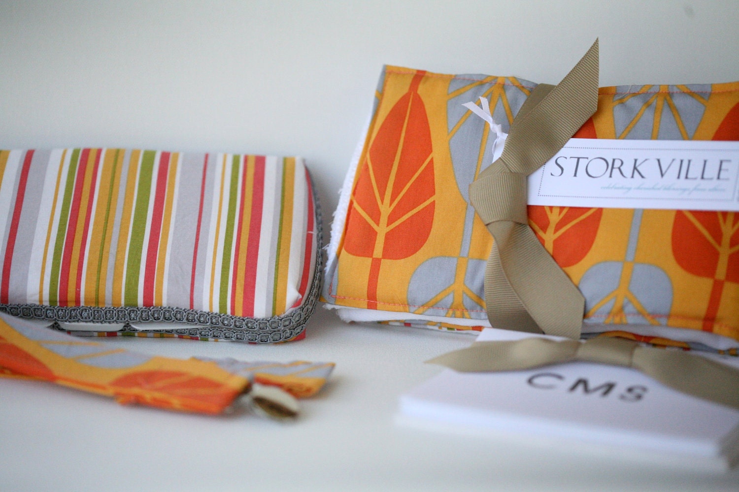 Mod Charm: Orange and Gray Boy's Shower Gift Package