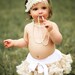 Shabby Chic Ruffled Chiffon and Diamontes Cream Vintage Skinny Headband Baby Child Girls