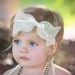 Gorgeous Gold Tan Thread Shabby Chic Vintage Large Bow Baby Childs Headband