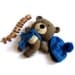 Teddy bear plushie handmade rag doll toy stuffed animal brown blue 25 cm 9.8"