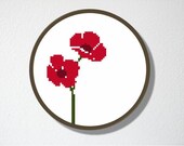 Counted Cross stitch Pattern PDF. Instant download. Poppies. Includes easy beginner instructions.