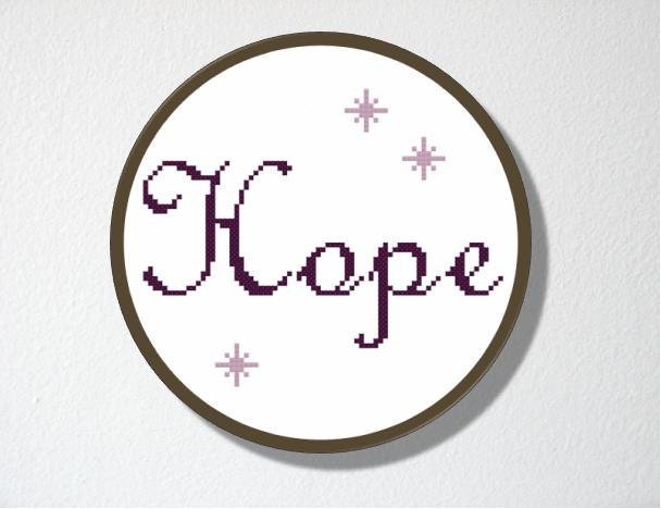 Counted Cross stitch Pattern PDF. Instant download. Hope. Includes easy beginner instructions.