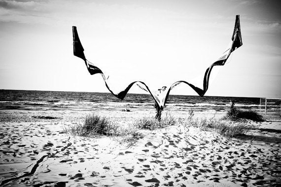 Romantic, dreamy black and white beach fine art photography - 5x7 print - Lilienthal's Dream - MyMonography