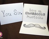 Awesome Mustache - Hand drawn note card