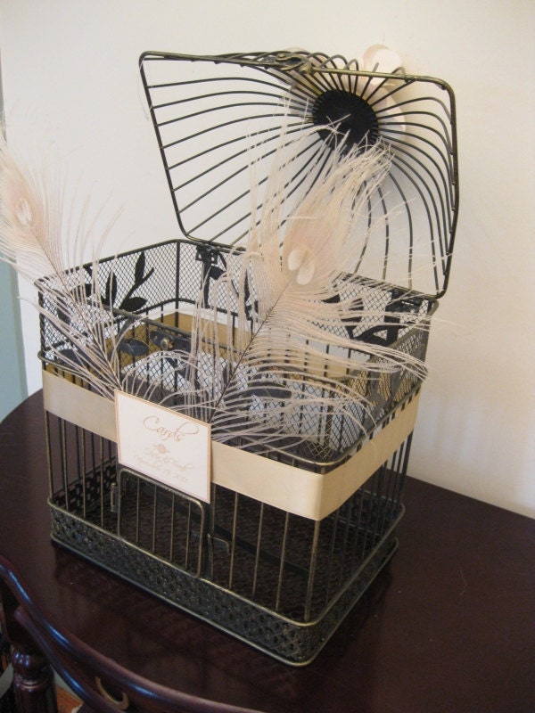 Wedding Card Box / Retro Style / Peacock Feathers / Orchids / Birdcage Wedding Card Holder