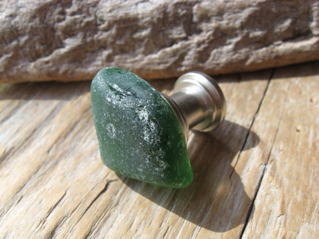 GREEN Beach Glass Cabinet KNOBS Sea Glass Cabinet Knobs Drawer Pulls