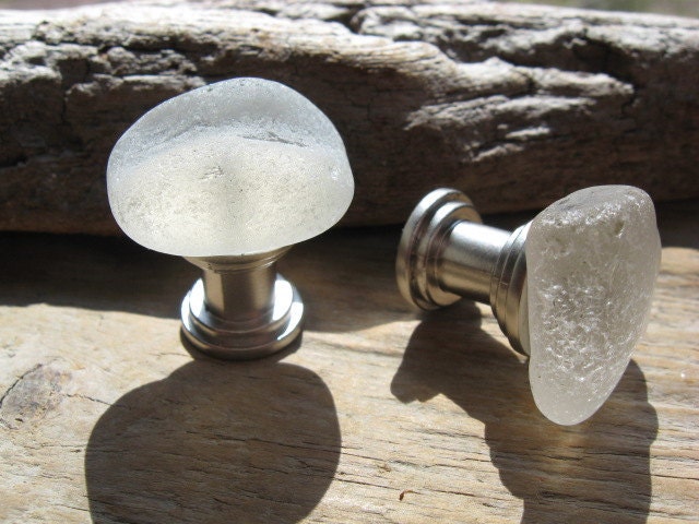 CLASSIC WHITE Beach Glass Cabinet KNOBS Sea Glass Cabinet Knobs Drawer Pulls