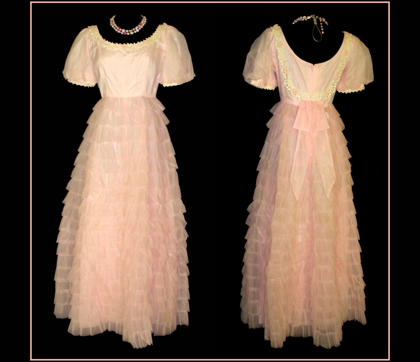 Vintage 50s 1950s Dress Gown Formal Femme Fatale Mad Men Garden Party Prom Pinup Bombshell Cupcake Rockabilly Wedding