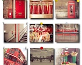 London Photography -  London in Red photos - Set of Fine Art Photography Prints  - 9 8x10 photos of London, England