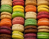 French Macarons/Macaroons - Fine Art Photograph of green,pink,orange,brown, and purple macarons in Paris - 8x10