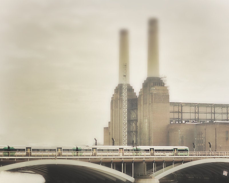 London Photograph, train at Battersea Power Station -  Last Train to London,8x10