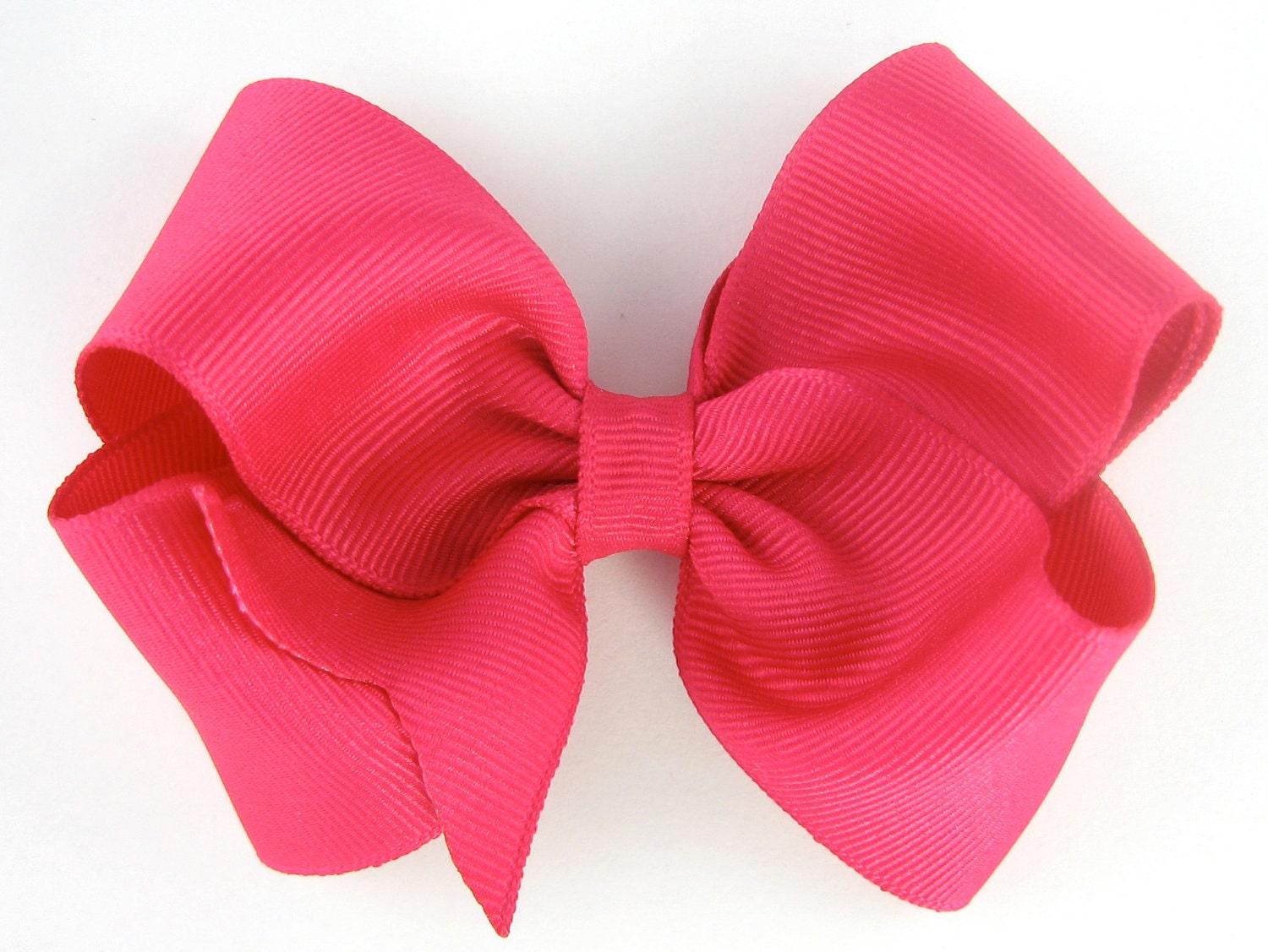 4 Inch Boutique Hair Bow - Shocking pink Hairbow - Baby Toddler Girl - Solid Color Basic Hairbows