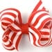 Red and White Striped Hair Bow - Baby Toddler Girl Hairbow - 3 Inch Boutique Bow on Alligator Clip Barrette Preppy Taffy
