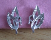 Vintage Coro Silvetone Leaf Earrings