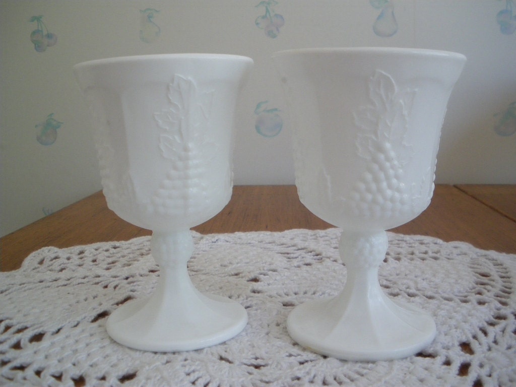 Milk Glass Water Goblets Wine Glasses Colony Indiana
