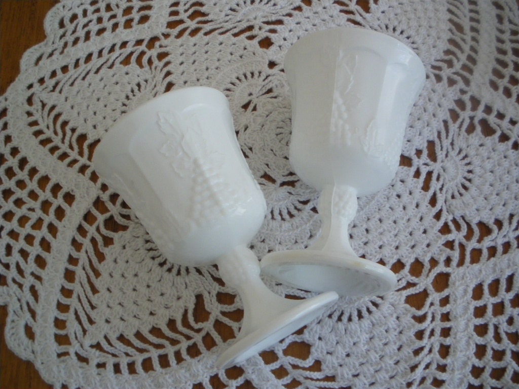 Milk Glass Water Goblets Wine Glasses Colony Indiana