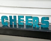 Cheers Wooden Sign Toast Greeting Bar Sign Mid Century Modern, Retro Lounge Style
