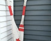 Oar Star Stripes Nautical Wall Decor  Boat Oars Beach House Lake House Decor