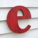Custom Lowercase Letter Small e Red Distressed vintage style