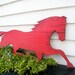 Wooden Horse Sign Barnwood Red Distressed Large Size Equestrian