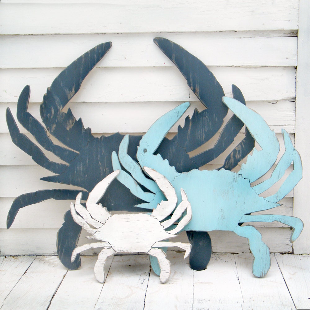Beach Crab Sign Wooden Super Size Wall Art Beach Coastal Sign
