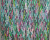 Emerald Realm Hand Dyed Patchwork Quilted Wall Hanging Art