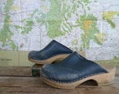 Rustic Navy Swedish Clogs, 37 7