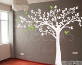 Nursery tree decal kids tree decal playroom vinyl decal nature design- Big tree with love birds(88" W) -Designed by Pop Decors