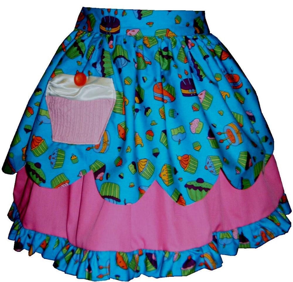 Sweet Lolita skirt Beautiful cupcake skirt  turquoise and pink