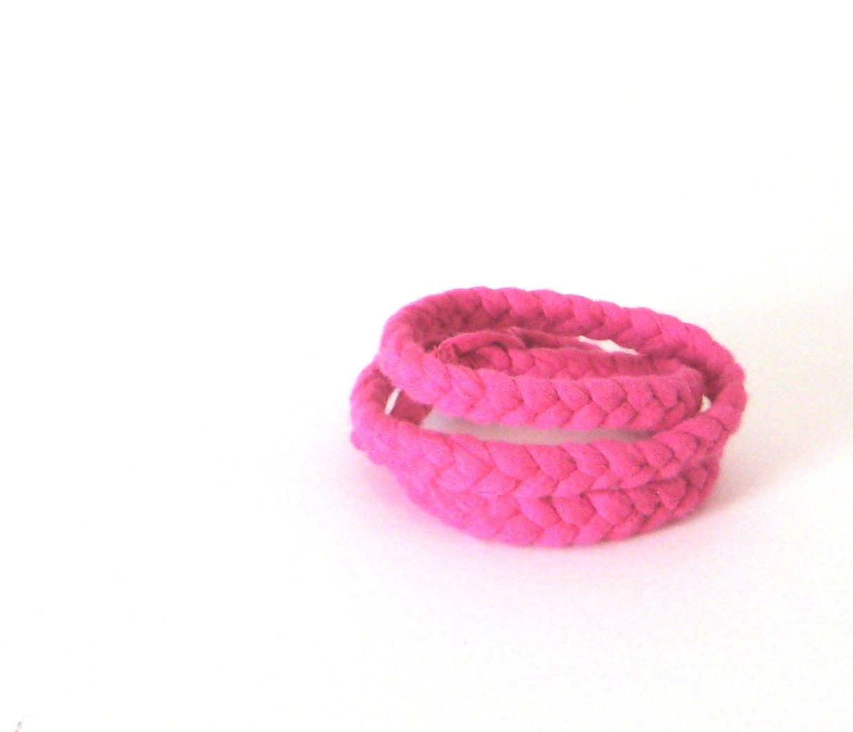 Fabric Bracelet. Braided in hot pink neon. bold fashion.fabric Jewelry casual style accessory for her