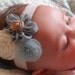 Baby Bow, Girls Bow, Baby Headband, Girls Headband, Flower Bow, Flower Headband, Blue Flowers, Infant Bow, Infant Headband