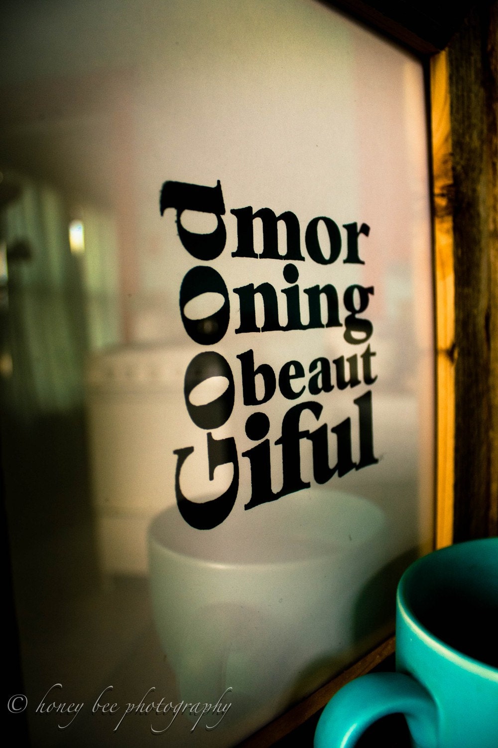 LOVE quote -Good Morning Beautiful- Black Hand Pulled Screen Print 8X10