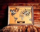 LIMITED EDITION - The World 2011 Political Typography Map hand-pulled screenprint - gold