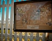 LARGE hand-pulled screenprint Political World Typography Safari Map 22"x30"
